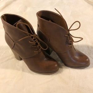 Anna Cognac Lace Up Ankle Bootie - 6.5